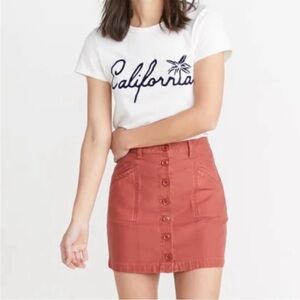 Marine Layer Avery Mini Button Up Skirt, Brick Red/Salmon